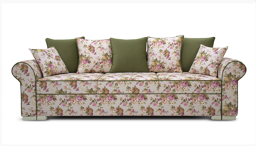 Прямой диван Ameli (Arcadia rose+shaggy green+glance bone) в Чите