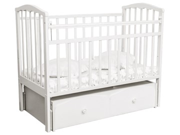 Детская кроватка Орматек Золушка 7, 60х120, массив березы, цвет белый в Чите