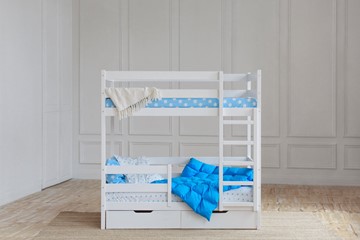 Детская двухэтажная кровать без крыши с ящиками, цвет белый в Чите