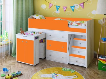 Детская кровать-шкаф Малыш 1600, корпус Винтерберг, фасад Оранжевый в Чите