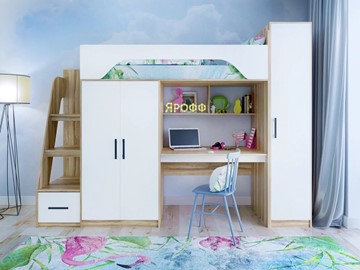 Детская кровать-шкаф Тея, каркас Ясень, фасад Белый в Чите