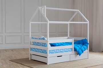 Детская кровать для мальчика Домик с ящиками, цвет белый в Чите