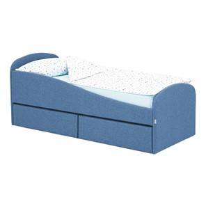 Мягкая кровать с ящиками Letmo 190х80 джинс (рогожка) в Чите