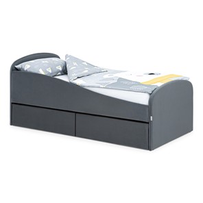 Мягкая кровать с ящиками Letmo 190х80 графит (велюр) в Чите