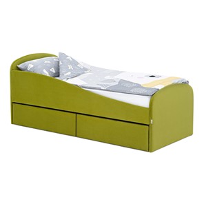 Мягкая кровать с ящиками Letmo 190х80 оливковый (велюр) в Чите