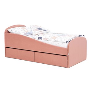 Мягкая кровать с ящиками Letmo 190х80 пудровый (велюр) в Чите