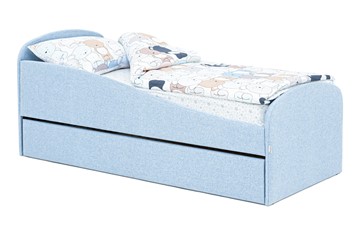 Кровать в детскую с ящиком Letmo небесный (рогожка) в Чите