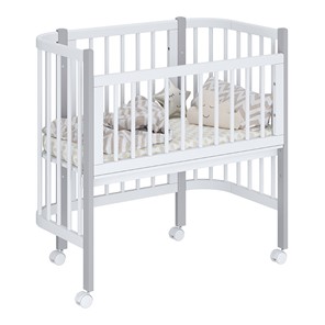 Кроватка детская приставная POLINI Kids Simple 120 Белый / Серый в Чите