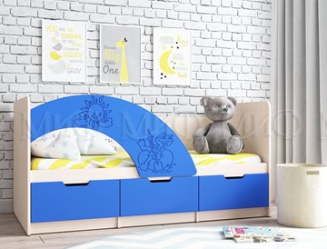Кровать детская Юниор-3, синий матовый в Чите