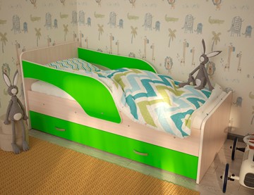 Кровать детская Максимка, корпус Млечный дуб, фасад Салатовый в Чите