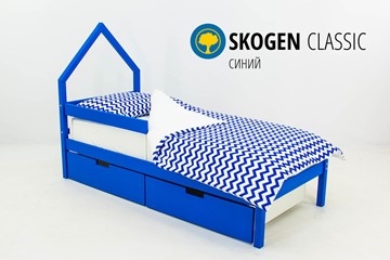 Кровать-домик детская мини Skogen синия в Чите