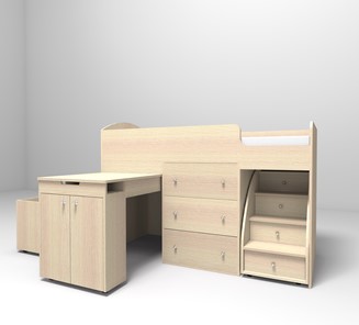 Детская кровать-шкаф Малыш 1600, корпус Дуб, фасад Дуб в Чите
