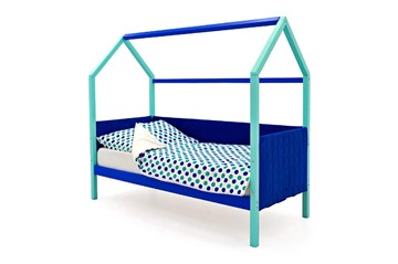 Кровать-домик Svogen, мятный-синий мягкая в Чите