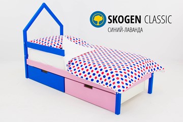 Детская кровать-домик мини Skogen синий-лаванда в Чите