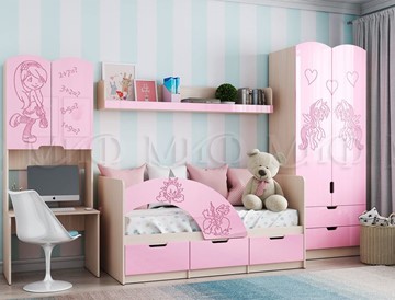 Гарнитур детской мебели Миф Юниор-3, Розовый металлик в Чите