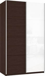 Шкаф 2-дверный Прайм (ДСП/Белое стекло) 1400x570x2300, венге в Чите