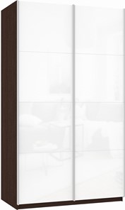 Шкаф 2-дверный Прайм (Белое стекло/Белое стекло) 1200x570x2300, венге в Чите