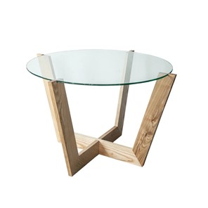 Журнальный столик КРОНИД Оникс-10, Натуральный массив/Прозрачное стекло в Чите