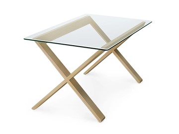 Стеклянный столик в гостиную Оникс-11, Натуральный массив/Прозрачное стекло в Чите