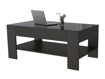 Журнальный стол Мебелик BeautyStyle-26 (венге-стекло черное) в Чите