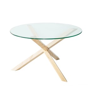 Круглый столик Оникс-3, Натуральный массив/Прозрачное стекло в Чите