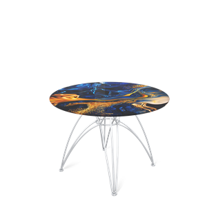 Круглый столик SHT-S112 / SHT-TT32 60 стекло/МДФ (синий сапфир/хром лак) в Чите