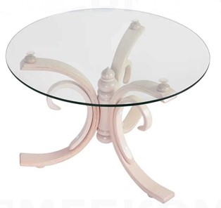 Круглый столик СЖ 5 беленый дуб/стекло в Чите