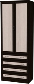Шкаф двухдверный 103 со штангой, цвет Венге в Чите