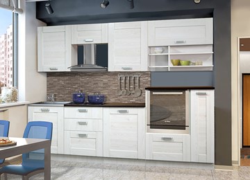 Кухонный гарнитур Марибель Квадро 2700, цвет Белая лиственница в Чите