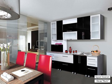 Модульная кухня Мыло 224 2600, цвет Черный/Белый металлик в Чите