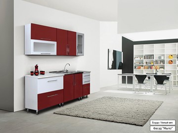 Модульный кухонный гарнитур Мыло 224 2000х918, цвет Бордо/Белый металлик в Чите