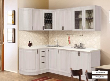 Кухонный угловой гарнитур Веста 1330х2200, цвет Сандал белый в Чите