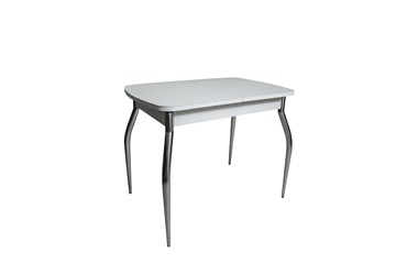 Кухонный раскладной стол ПГ-02СТ белое/белое/хром фигурные в Чите