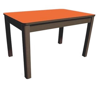 Обеденный стол Айсберг-05 СТ1, венге ЛДСП/стекло оранжевое/42 прямые массив венге в Чите