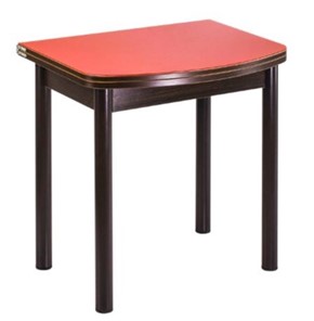 Кухонный стол раскладной СПГ-01 СТ1, венге ЛДСП/стекло оранжевое/38 прямые трубки крашеные коричневый в Чите