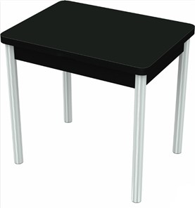 Кухонный стол раздвижной Бари хром №6 (стекло черное/черный) в Чите