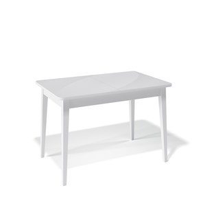 Кухонный стол раскладной Kenner 1100M (Белый/Стекло белое сатин) в Чите
