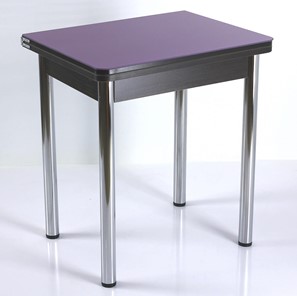Кухонный пристенный стол СПА-02 СТ2, венге ЛДСП/стекло фиолетовый/39 прямые трубки хром в Чите