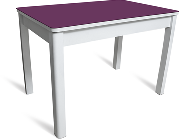 Стол на кухню Айсберг-05 СТ2, белое ЛДСП/фиолетовое стекло/40 массив белый в Чите