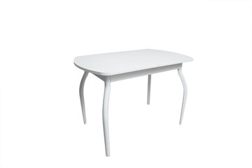 Кухонный стол раскладной ПГ-02СТ белое/белое/крашенные фигурные в Чите