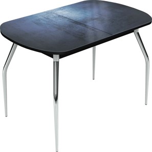 Кухонный раздвижной стол Ривьера исп.2 хром №5 (Exclusive h149/черный) в Чите