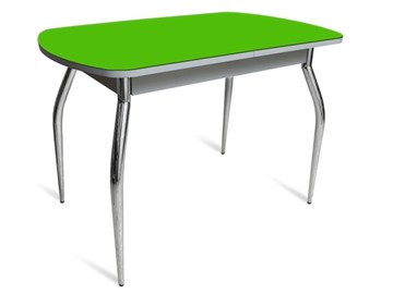 Стол кухонный ПГ-04 СТ белое/зеленое стекло/хром фигурные в Чите