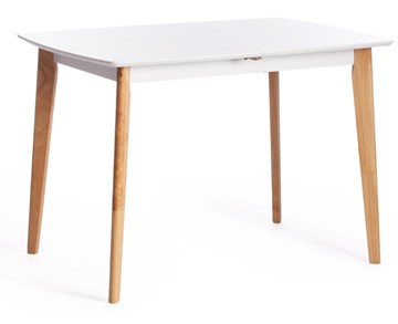 Маленький кухонный стол Claire, дерево гевея/МДФ, 110+30x75x75 Белый/натуральный арт.15111 в Чите