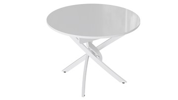 Круглый обеденный стол Diamond тип 3 (Белый муар/Белый глянец) в Чите
