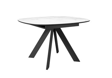 Керамический стол DikLine BK100 Керамика Белый мрамор/подстолье черное/опоры черные в Чите