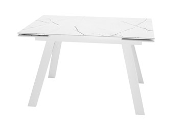 Стол кухонный раскладной DikLine DKL140 Керамика Белый мрамор/опоры белые (2 уп.) в Чите