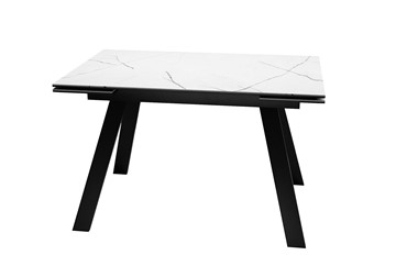 Стол обеденный раскладной DikLine DKL140 Керамика Белый мрамор/опоры черные (2 уп.) в Чите