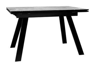 Керамический обеденный стол DikLine DKL140 Керамика Серый мрамор/опоры черные (2 уп.) в Чите
