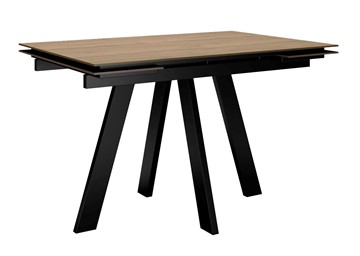 Кухонный стол раздвижной DikLine DM120 Дуб галифакс / опоры черные в Чите