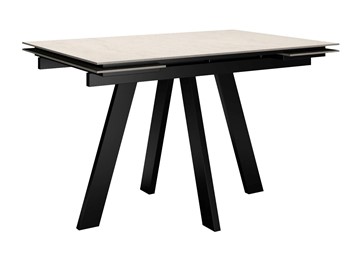 Кухонный раскладной стол DikLine DM120 Хромикс белый / опоры черные в Чите